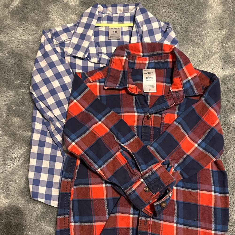 Carter's Kids Plaid Button Down Shirts - Blue, Red, Green